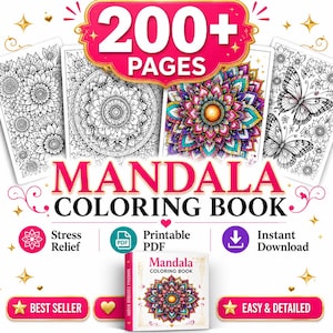 easy and detailed mandala coloring pages bundle.