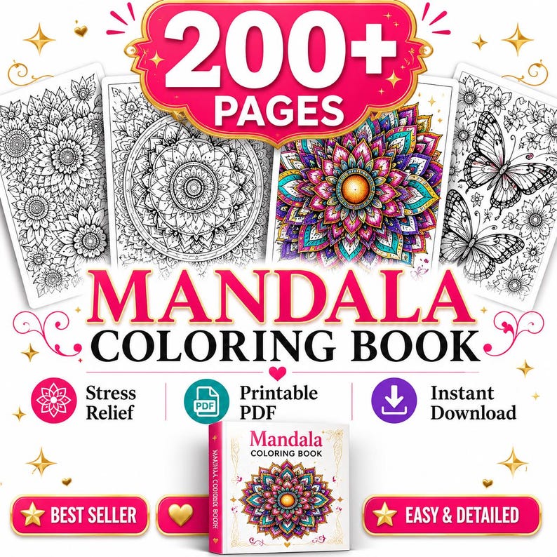 easy and detailed mandala coloring pages bundle.