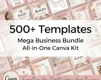 Business Starter Kit: 500+ Editable Canva Templates (Digital Download)