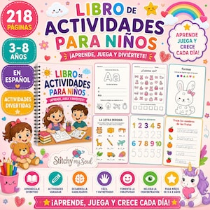 Spaans activiteitenboek voor kleuters PDF afdrukbare werkbladen voor kleuter- en kleuterschool Libro de Actividades para Niños leeftijden 3-8