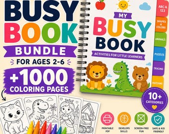Kids Busy Book Mega Bundle Printable PDF | 1000+ Toddler Activity Pages Preschool Learning Homeschool Binder Instant Download