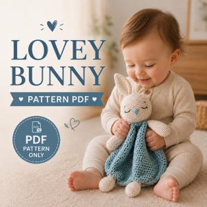 Schema per coniglietto all'uncinetto per principianti, copertina di sicurezza per neonati a forma di coniglio in formato PDF, regalo fai da te per baby shower, tutorial per coccola con animale testurizzato
