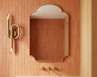 Espejo de arco curvo - Espejos de baño de latón dorado