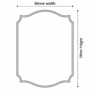 Scalloped mirror dimension guide with width and height