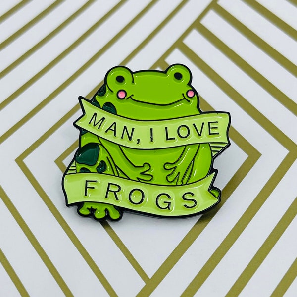 Man I Love Frogs Green Frog Cute enamel pin brooch