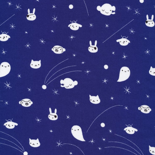 Kawaii Monster Pirate Fabric in Navy Seven Seas by Cloud9 - 1/2 Yard