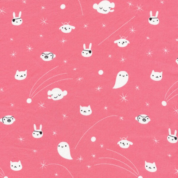 SALE: Kawaii Monster Pirate Fabric in Pink Seven Seas by Cloud9 - 1/2 Yard