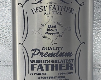 Personalized Stainless Steel Flask – Engraved 8oz Hip Flask Gift for Dad
