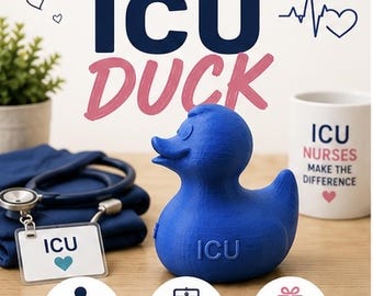 3D Printed Nurse Duck, ICU Healthcare Worker Desk Decor, RN Appreciation Gift