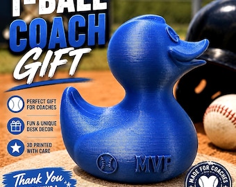 Baseball Duck, T Ball Coach Gift, Sports Team Desk Decor, Personalized Baseball Gift, 3D Printed Sports Duck