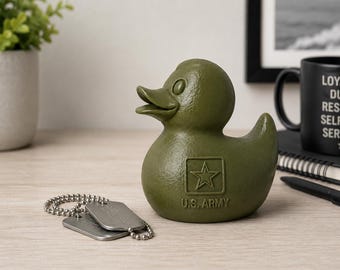 3D Printed Army Duck | Personalized Military Desk Decor, Veteran Gift