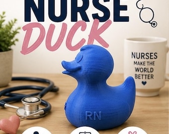 3D Printed Nurse Duck, RN Healthcare Desk Decor, Appreciation Gift