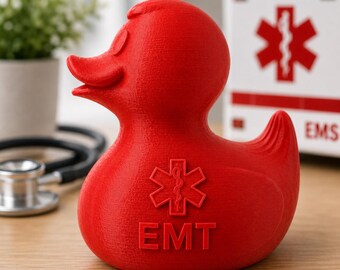 3D-utskriven ambulanssjukvårdare-anka, skrivbordsdekoration för första hjälpen-personal, gåva för uppskattning av medicinska resurser