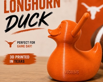 Texas Longhorn Duck, Burnt Orange Game Day Decor, 3D Printed Sports Buddy