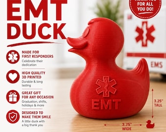 3D Printed EMT Duck, First Responder Desk Decor, Medical Appreciation Gift