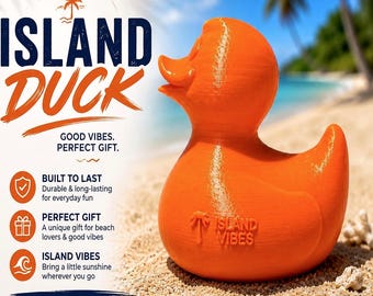 3D Printed Island Duck, Tropical Cruise Ship Decor, Beach Vacation Gift