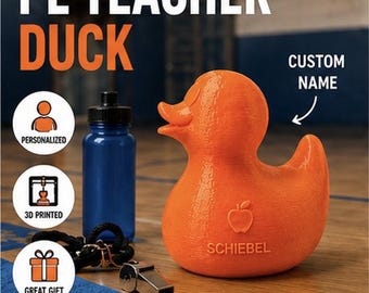 PE Teacher Duck, Coach Appreciation Gift, Sports Classroom Desk Decor, Personalized Gym Teacher Duck