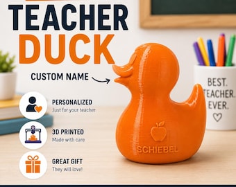 Custom 3D Printed Teacher Duck, Personalized Desk Decor, Teacher Appreciation Gift
