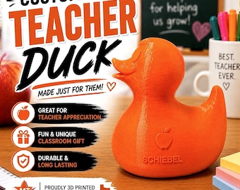 Custom 3D Printed Teacher Duck, Personalized Desk Decor, Classroom Gift