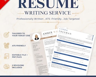 Custom Resume Writing Service | ATS Friendly Resume Writer, Professional CV, Job Targeted Resume, Editable Word & PDF