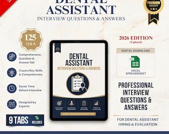 125 Dental Assistant Interview Questions & Answers | Role-Specific Question Bank | Excel Template | Instant Download