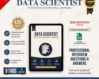 125 Data Scientist Interview Questions & Answers | Role-Specific Question Bank | Excel Template | Instant Download