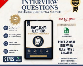 125 Most Asked Interview Questions & Answers | Question Bank | Excel Template | Instant Download