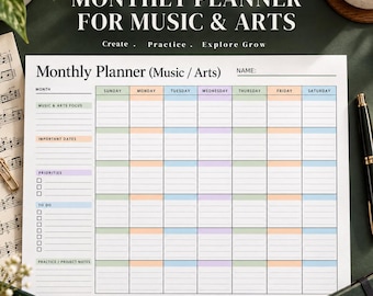 Monthly Student Planner Printable | Undated Study Calendar with Focus, Important Dates, Priorities & To-Do List | Instant PDF Download