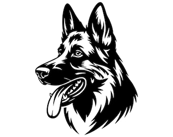 Duitse herder SVG, hond hoofd portret gesneden bestand voor Cricut, instant digitale download,