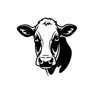 Holsteinko SVG huvudporträtt - gårdsdjurssilhuett - digital nedladdning