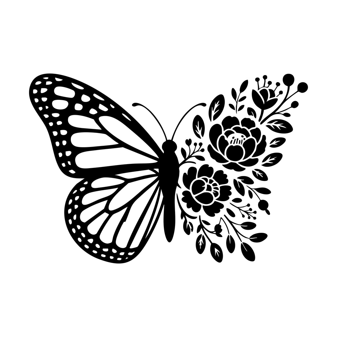 Butterfly Floral SVG , Split Butterfly Flower, for T-shirt Design ...