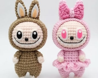Labubu Inspired Crochet PDF, Amigurumi Rabbit Plush Tutorial, Kawaii DIY Toy Gift Beginner Friendly