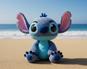 Stitch Amigurumi Crochet Pattern PDF, Alien Doll Toy DIY Tutorial