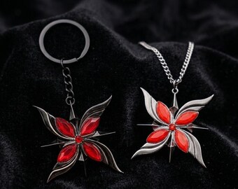Genshn Impact Arlecchino Red Rose Necklace Gothic Cosplay Fatui Harbinger Jewelry