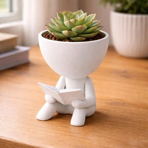 3D-geprinte leesbloembak, sappige pot, bureaudecor, PLA-materiaal, kleine binnenplanter