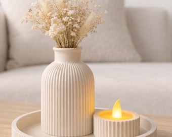 Dekorationsset Vase, Tablet und Kerzenständer