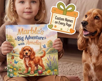 Personalized Baby Book with Name, Custom Kids Story with Dog, Personalized Dog Book, Gifts for Kids, Hand Draw Storybook, Pet Gift for Kids