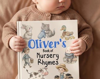 Personalized Nursery Rhymes Book, Baby Keepsake, Nephew First Birthday Gift, Custom Baby Name Storybook, Baby Shower Gift for Boy or Girl