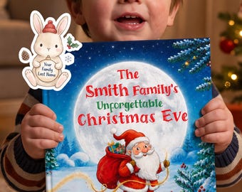 Nuestro libro navideño familiar personalizado, libro de cuentos familiar personalizado con nombres, regalo navideño de recuerdo, cuento navideño para padres e hijos.