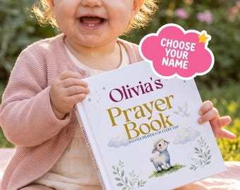 Personalized Bedtime Prayer Book for Kids, Custom Christian Baby Book, Baptism Keepsake Gift, Little Prayers with Child Name