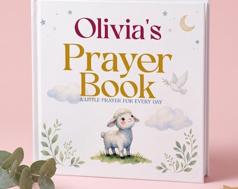 Personalized First Prayer Book for Kids, Christian Bedtime Prayers, Custom Name Baby Book, Baptism Christening Gift Boy Girl