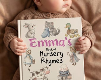 Personalized Nursery Rhymes Book, Custom Baby Name Storybook, Baby Shower Gift for Boy or Girl, First Birthday Gift, Baby Keepsake