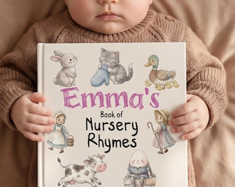 Verhalenboek met gepersonaliseerde kinderliedjes | Babyshowercadeau voor jongen of meisje | Aandenken babycadeau | Aangepaste naam kinderboek