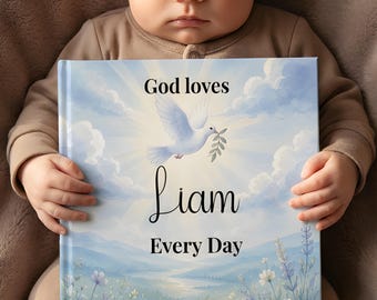 Personalized Bible Storybook with Name, Baptism Gift for Boy or Girl, Christianity Bedtime Children's Book, Custom Naming Gift