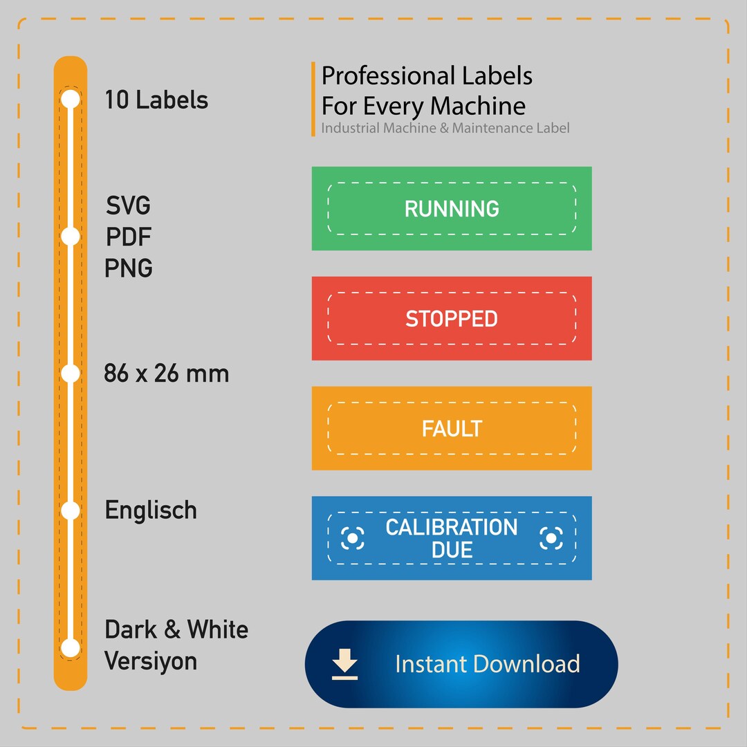 Industrial Machine Labels Set – Factory Visual Kit | Maintenance ...