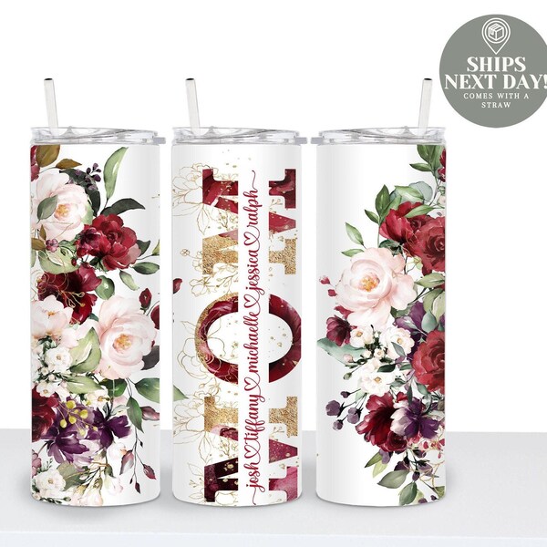 Personalized Purple Floral Tumbler for Mom, Mom Life Purple Floral Tumbler, Perfect Mother's Day, Custom Mom Tumbler for Mom
