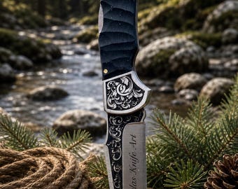 Handgjord fällkniv, blad i rostfritt stål i 4034, EDC-fickkniv, campingjaktkniv, ergonomiskt handtag, present till män