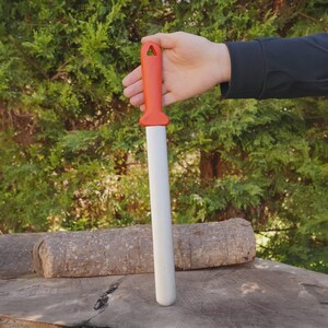 Professionell knivslipare i stål – Slipstång i rostfritt stål – Kock- och slaktarköksverktyg – Ergonomiskt kompakt handtag bild 2