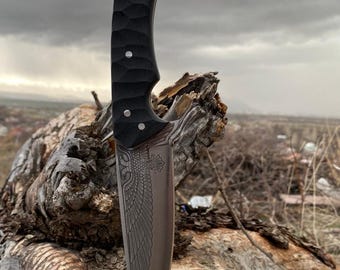 Handgjord samlarkniv för bushcraft – campingkniv med läderslida