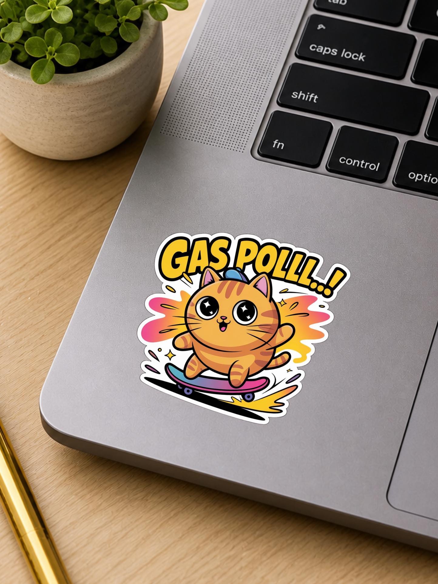 Funny Gas Poll Cat Kawaii Skateboarding Cat Sticker | Vinyl Decal - Etsy